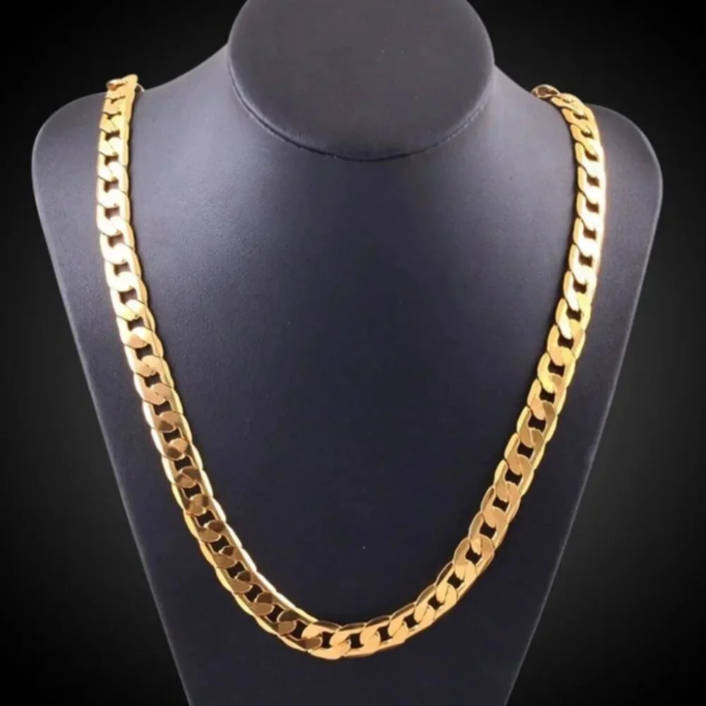 20 Inch 18K Yellow Gold 8mm Wide Open Cuban Chain and 7.75 inch Bracelet… - Picture 7 of 9